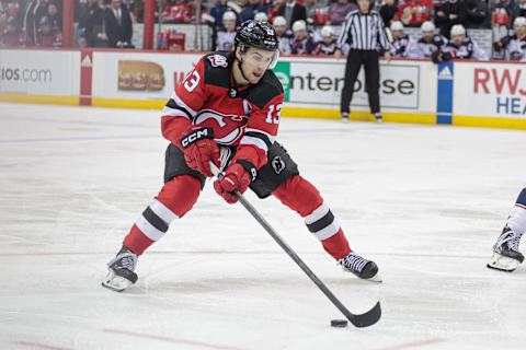 New Jersey Devils center Nico Hischier (13): Vincent Carchietta-USA TODAY Sports