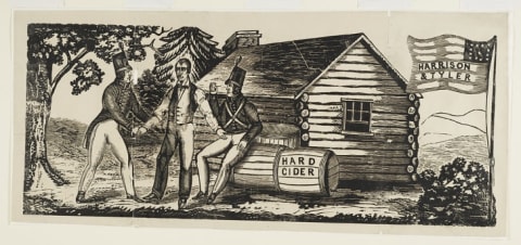 A "Harrison & Tyler" woodcut used in the 1840 campaign