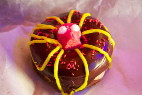 A Dia de los Muertos-themed doughnut