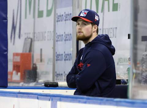 Alexis Lafreniere #13 of the New York Rangers. (Photo by Bruce Bennett/Getty Images)