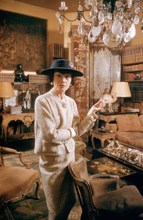 Coco Chanel in her Paris apartment, circa 1959.