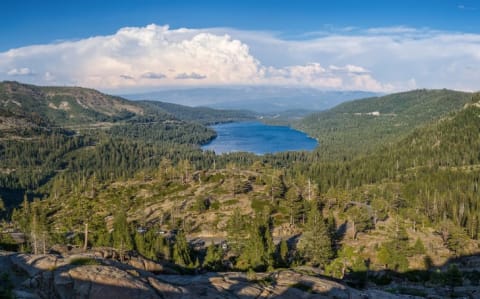 Donner Lake (formerly Truckee Lake) as viewed from Donner Pass.