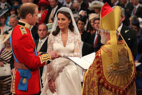 Prince William and Kate Middleton exchange vows in 2011.