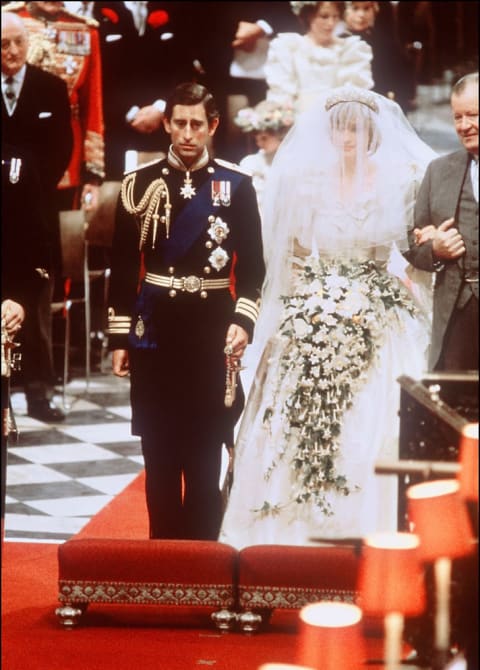 Lady Diana, Princess of Wales with Prince Charles of Wales at their wedding at St Paul Cathedral in London in July 1981