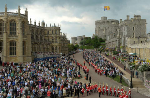 Members of The Household Cavalry take their positions before Britain's Queen Elizabeth II arrives to attend The Order of the Garter Service, at St. George's Chapel in Windsor Castle, Windsor, southern England on June 14, 2010