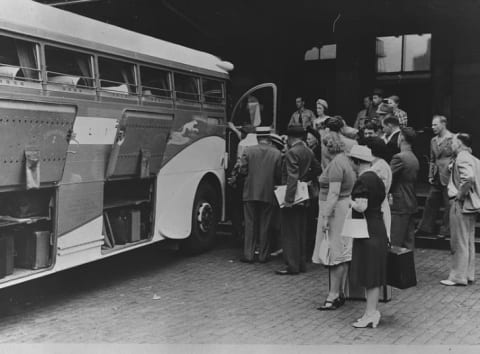 A Greyhound Bus Station in Harrisburg, Pennsylvania, in 1940.