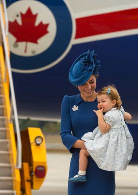 The Duchess of Cambridge wore a maple leaf brooch and her hat featured a maple leaf design while on a trip to Canada in September 2016.