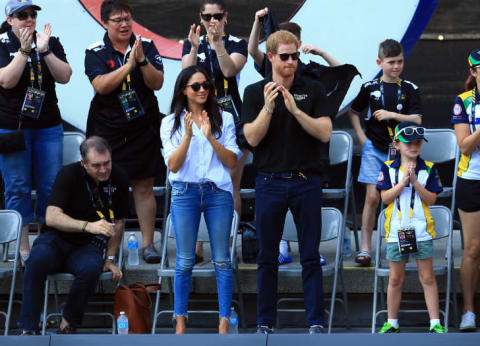 Meghan Markle and Prince Harry attend a Wheelchair Tennis match during the Invictus Games 2017 in Toronto, Canada.