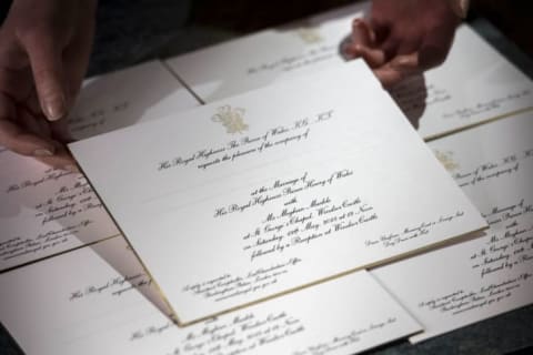 Invitations for the wedding of Prince Harry and Meghan Markle.