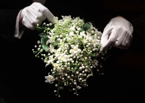 A recreation of the Duchess of Cambridge's wedding bouquet is photographed before it goes on display at Buckingham Palace during the annual summer opening on July 20, 2011 in London, England.