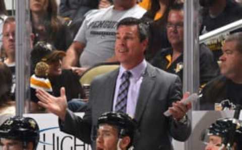 PITTSBURGH, PA – OCTOBER 07: Head coach Mike Sullivan of the Pittsburgh Penguins looks on against the Nashville Predators at PPG Paints Arena on October 7, 2017 in Pittsburgh, Pennsylvania. (Photo by Joe Sargent/NHLI via Getty Images) *** Local Caption ***