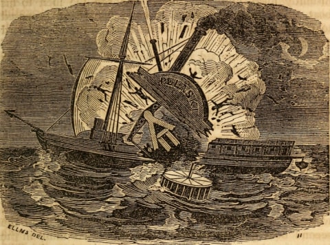 An 1848 illustration of the Pulaski explosion