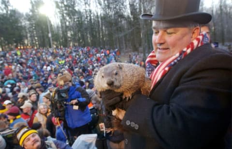 Punxsutawney Phil with a carrier.