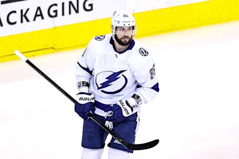 Nikita Kucherov #86 of the Tampa Bay Lightning. (Photo by Elsa/Getty Images)