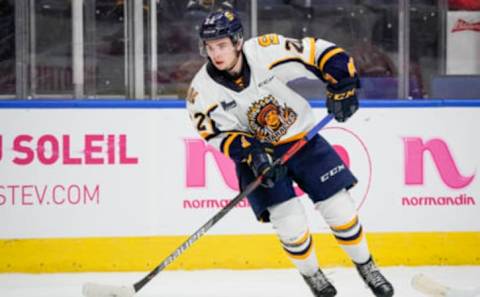 QUEBEC CITY, QC – OCTOBER 26: Mavrik Bourque #22 of the Shawinigan Cataractes skates during his QMJHL hockey game at the Videotron Center on October 26, 2019 in Quebec City, Quebec, Canada. (Photo by Mathieu Belanger/Getty Images)