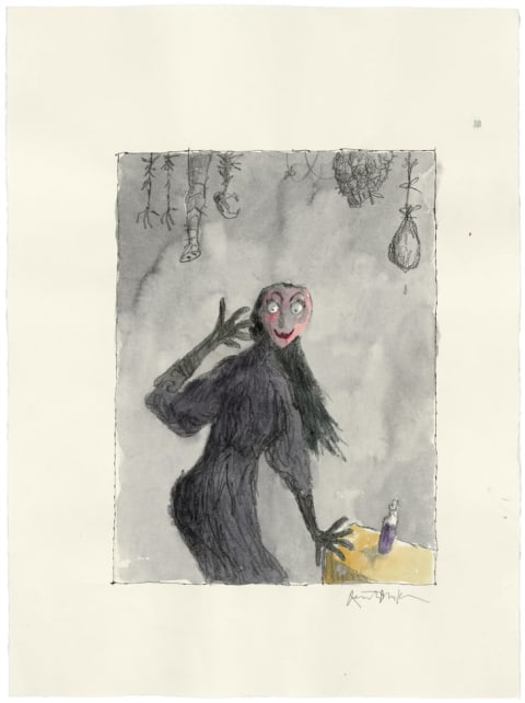 "The Grand High Witch,"  an alternative illustration of the character from The Witches created for Blake's 2016 Roald Dahl Centenary Portraits project