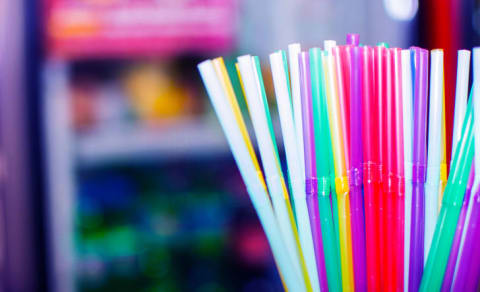 A close-up shot of colorful straws.