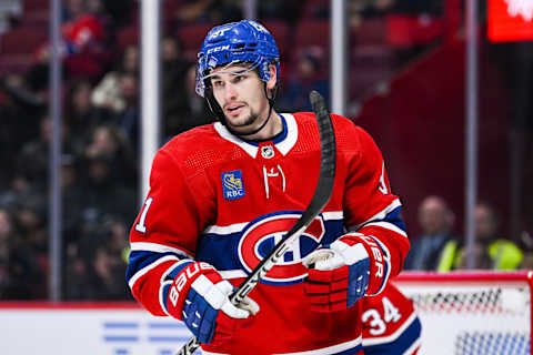 Oct 20, 2022; Montreal, Quebec, CAN; Montreal Canadiens center Sean Monahan. Mandatory Credit: David Kirouac-USA TODAY Sports