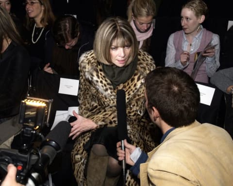 Vogue editor-in-chief Anna Wintour at a 2004 New York Fashion Week show.