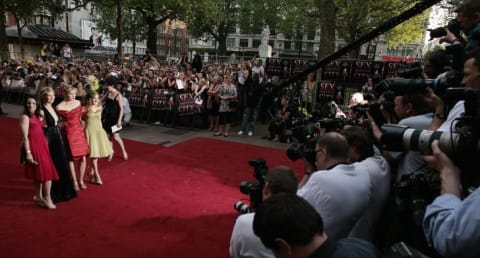 Kristin Davis, Cynthia Nixon, Kim Cattrall, and Sarah Jessica Parker arrive at the world premiere of the "Sex and the City" movie in May 2008.