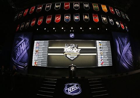 June 22, 2012; Pittsburgh, PA, USA; General view of the stage prior to the 2012 NHL Draft at CONSOL Energy Center. Mandatory Credit: Charles LeClaire-US PRESSWIRE