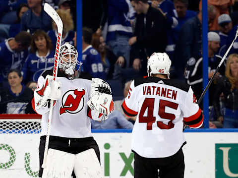 New Jersey Devils goaltender Eddie Lack (31): Kim Klement-USA TODAY Sports