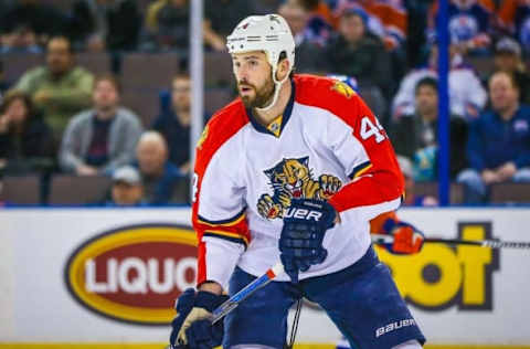 Jan 10, 2016; Edmonton, Alberta, CAN; Florida Panthers defenseman Erik Gudbranson (44) skates against the Edmonton Oilers during the first period at Rexall Place. Florida Panthers won 2-1. Mandatory Credit: Sergei Belski-USA TODAY Sports