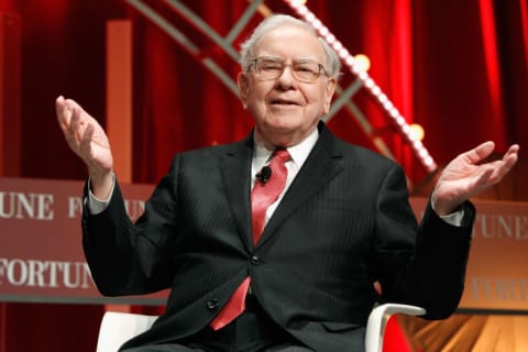 Warren Buffett giving a talk.