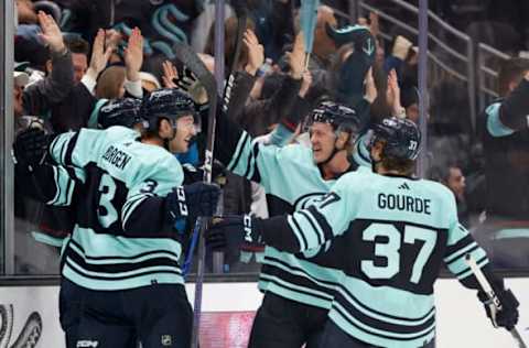 Brandon Tanev #13, Seattle Kraken (Photo by Steph Chambers/Getty Images)