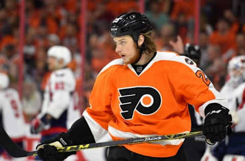 Apr 24, 2016; Philadelphia, PA, USA; Philadelphia Flyers center Ryan White (25) during the second period against the Washington Capitals in game six of the first round of the 2016 Stanley Cup Playoffs at Wells Fargo Center. Mandatory Credit: Derik Hamilton-USA TODAY Sports