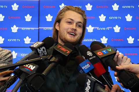 TORONTO, ON- William Nylander’s new contract has been signed and he looked happy about it.(Rene Johnston/Toronto Star) (Rene Johnston/Toronto Star via Getty Images)