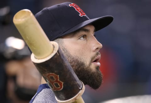 TORONTO, ON – MAY 11: Blake Swihart #23 of the Boston Red Sox looks on as he warms up during batting practice before the start of MLB game action against the Toronto Blue Jays at Rogers Centre on May 11, 2018, in Toronto, Canada. (Photo by Tom Szczerbowski/Getty Images) *** Local Caption *** Blake Swihart