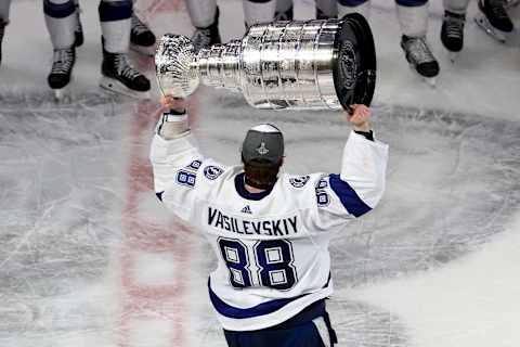 Andrei Vasilevskiy #88 of the Tampa Bay Lightning. (Photo by Bruce Bennett/Getty Images)