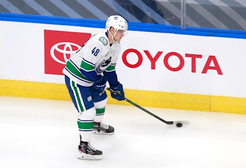 Olli Juolevi #48 of the Vancouver Canucks (Photo by Jeff Vinnick/Getty Images)