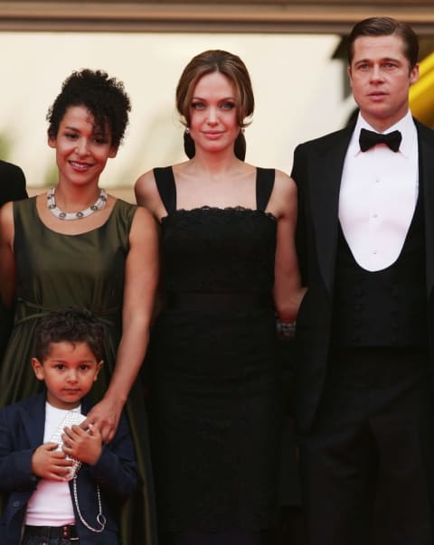 Author Mariane Pearl, Angelina Jolie, and Brad Pitt attend the premiere for the film 'A Mighty Heart' at the Cannes Film Festival in 2007.