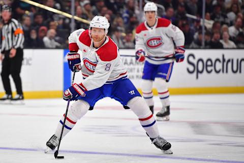 Nov 25, 2023; Los Angeles, California, USA; Montreal Canadiens defenseman Mike Matheson. Mandatory Credit: Gary A. Vasquez-USA TODAY Sports