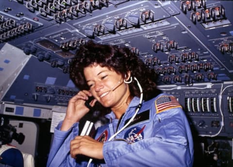 Sally Ride in space.