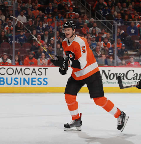 Samuel Morin, Philadelphia Flyers. (Photo by Bruce Bennett/Getty Images)