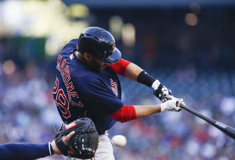 SEATTLE, WA – JUNE 15: J.D. Martinez #28 of the Boston Red Sox strikes out against James Paxton #65 of the Seattle Mariners in the first inning of the game at Safeco Field on June 15, 2018, in Seattle, Washington. (Photo by Lindsey Wasson/Getty Images)