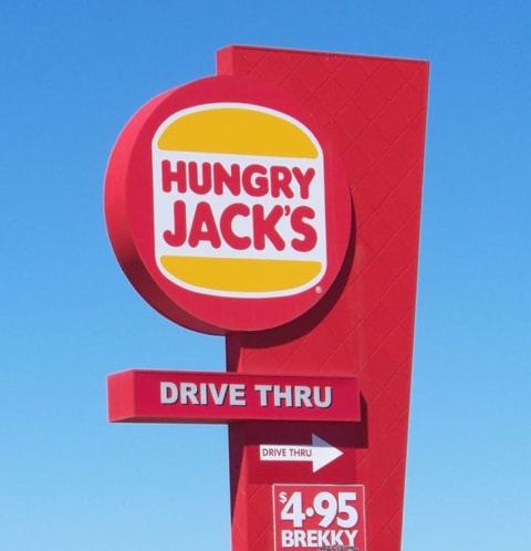 A Hungry Jacks sign in Bathurst, New South Wales