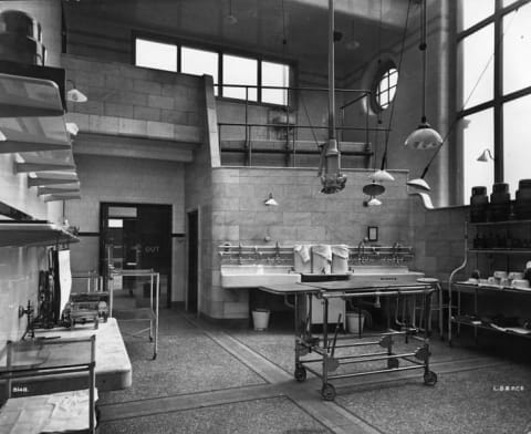 The operating theater of a London hospital, circa 1900.