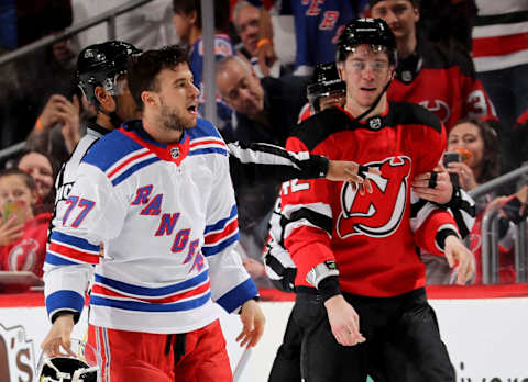 Nathan Bastian #42 of the New Jersey Devils (Photo by Elsa/Getty Images)