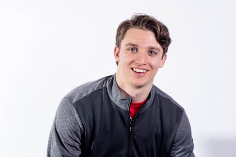 BUFFALO, NY – MAY 30: Jakob Pelletier poses for a portrait at the 2019 NHL Scouting Combine on May 30, 2019 at the HarborCenter in Buffalo, New York. (Photo by Chase Agnello-Dean/NHLI via Getty Images)