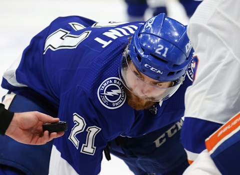 Brayden Point #21 of the Tampa Bay Lightning. (Photo by Bruce Bennett/Getty Images)