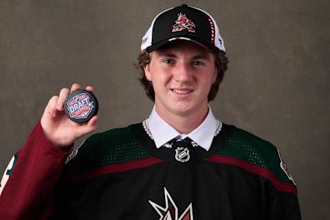 Logan Cooley, #3 pick by the Arizona Coyotes, has been compared to Mathew Barzal and that is good news to Coyotes fans. (Photo by Minas Panagiotakis/Getty Images)