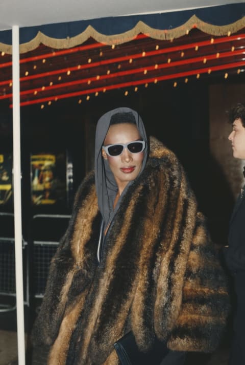 Grace Jones attends a movie premiere in 1984.