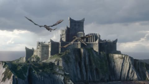 Rhaegal and Drogon soar in Game of Thrones