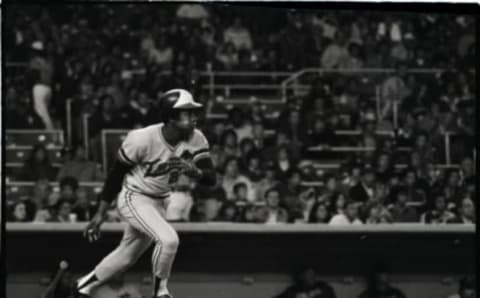 Rod Carew of the Minnesota Twins, batting star, is shown at bat at Yankee Stadium.