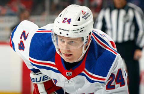 NEWARK, NEW JERSEY – OCTOBER 04: Kaapo Kakko #24 of New York Rangers skates against the New Jersey Devils at Prudential Center on October 04, 2023 in Newark, New Jersey. (Photo by Bruce Bennett/Getty Images)