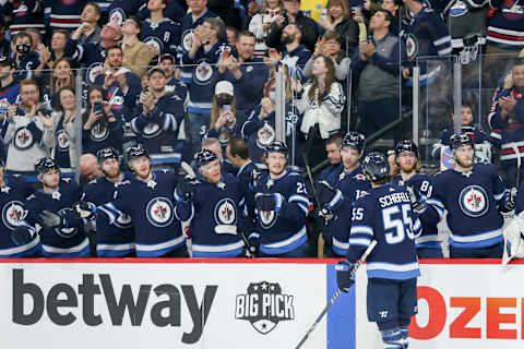 Winnipeg Jets, Mark Scheifele (55). Mandatory Credit: Terrence Lee-USA TODAY Sports